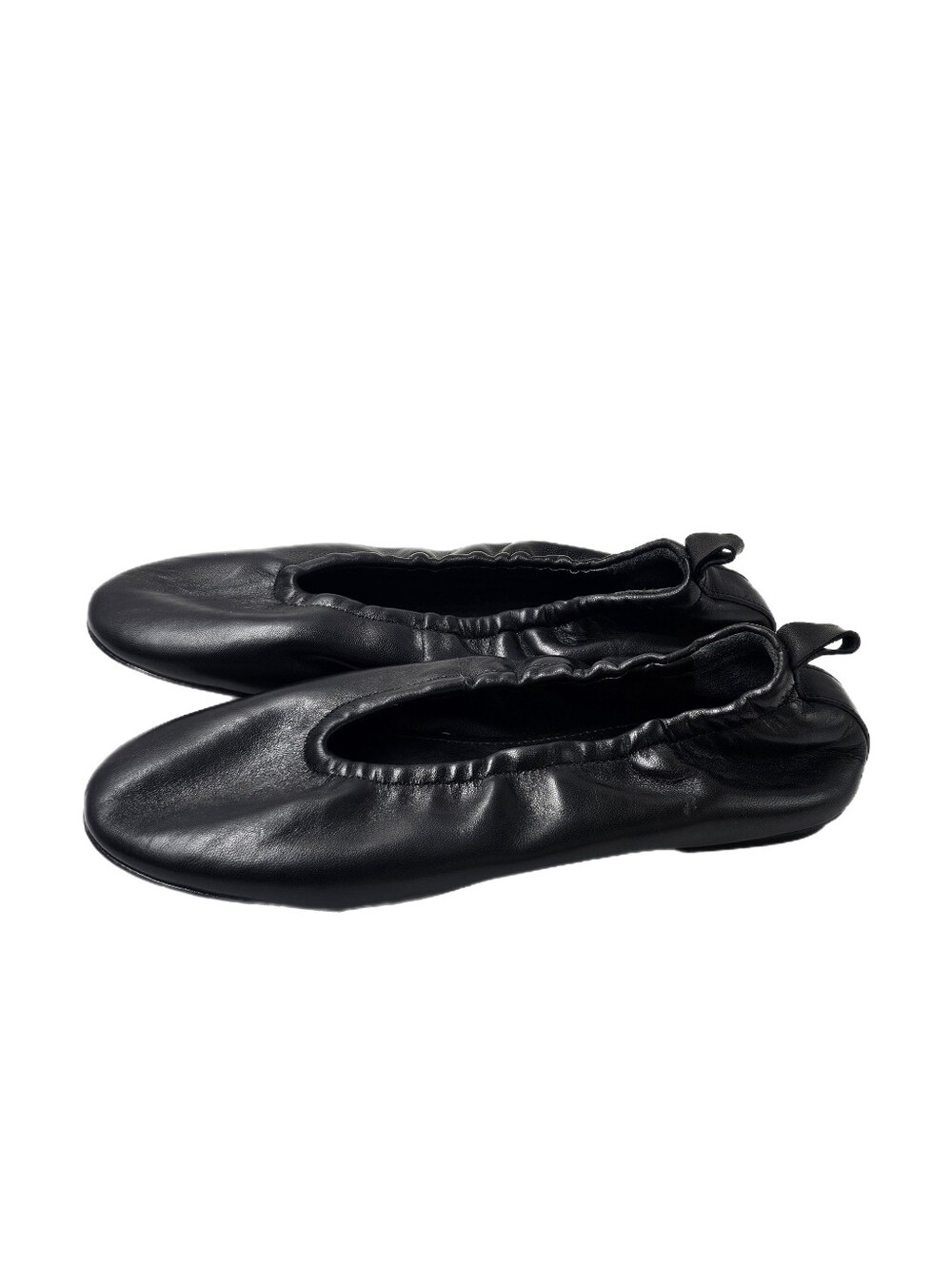 SCHUTZ Eudora Black Napa Leather Elastic Scrunch Ballet Flats Women's 5B NWOB